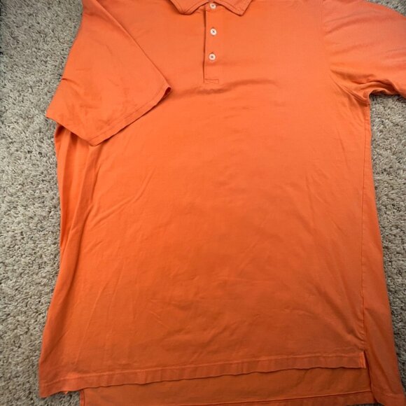B Draddy Polo Shirt Mens Medium Short Sleeve Golf Casual Orange Stretch Peru - Picture 8 of 11